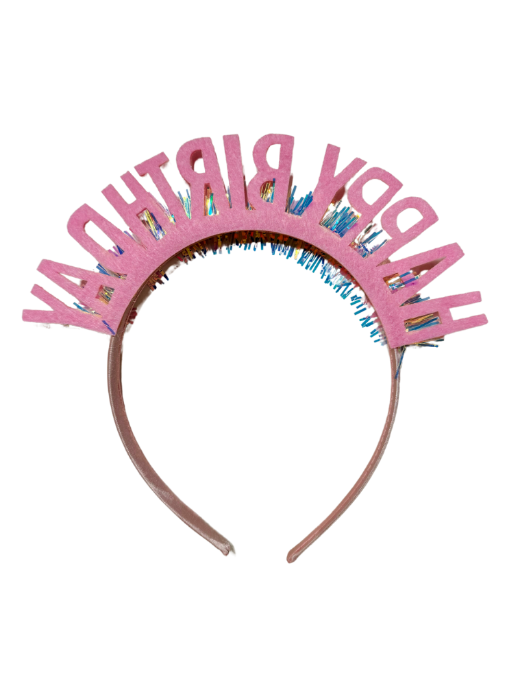 Bentiță Birthday Roz cu Sclipici