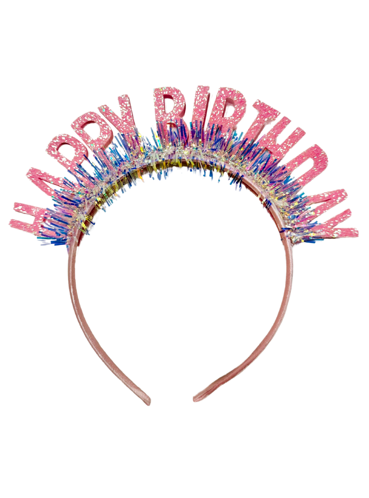 Bentiță Birthday Roz cu Sclipici