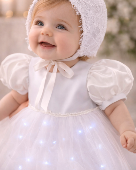 Baptism Dress, with Lights, White