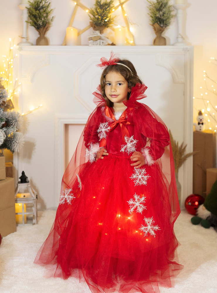 Fustița cu Luminițe, Roșie, Cadou minunat pentru Fetițe, Scufița Roșie