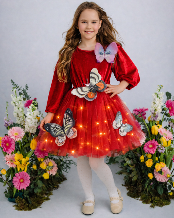 Dress with Butterflies, Lights, Velvet, Easter