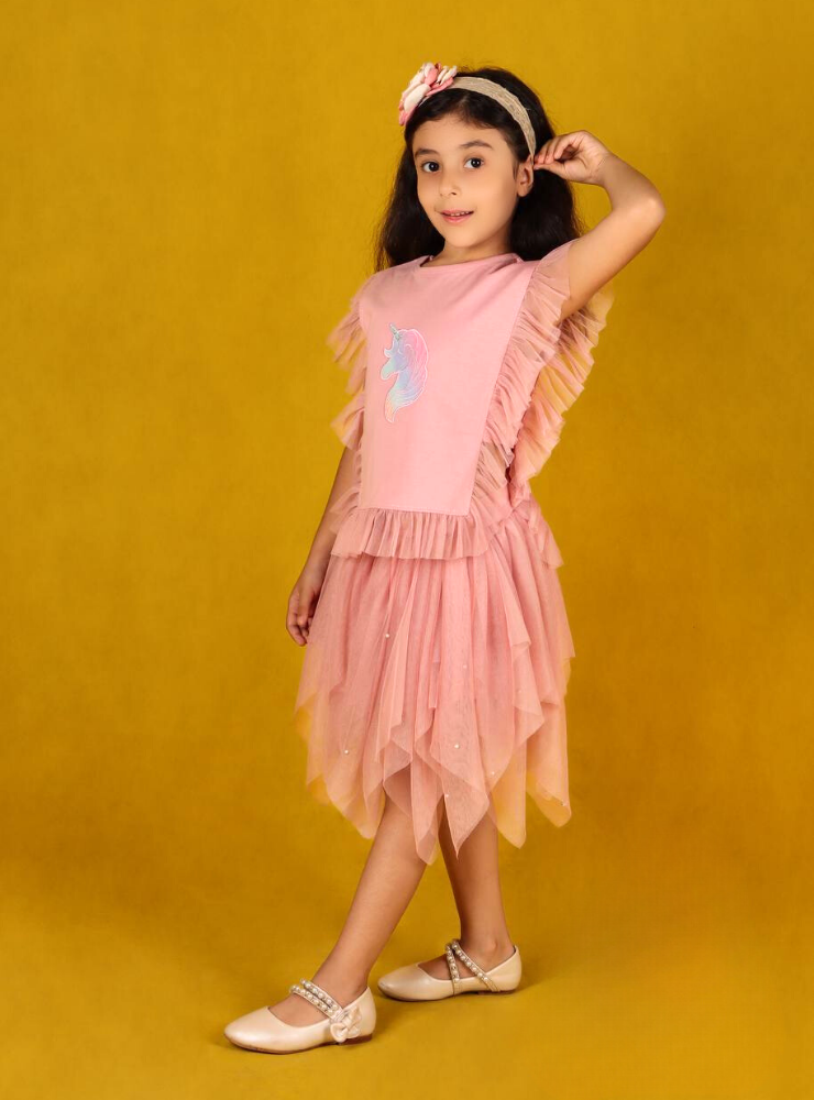 Compleu Roz Lejer și Bumbăcos, Fustiță + Bluziță, 2-3 ani (92-98 cm)