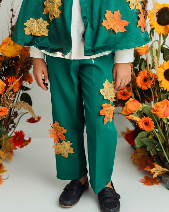 Costum Complet Regele Toamnei, 4 piese, Verde