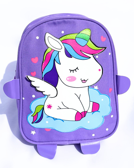 Ghiozdănel mare textil cu Unicorn Lila