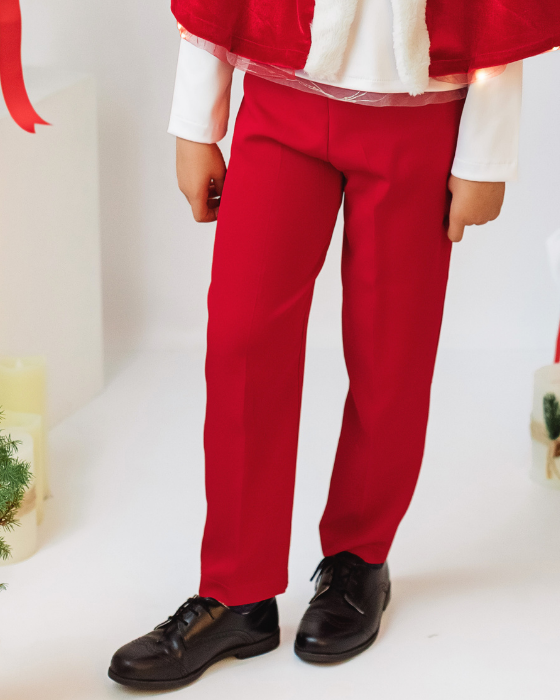 Costum Mos Craciun, Baiat 3 piese (pelerina, caciula, pantaloni)