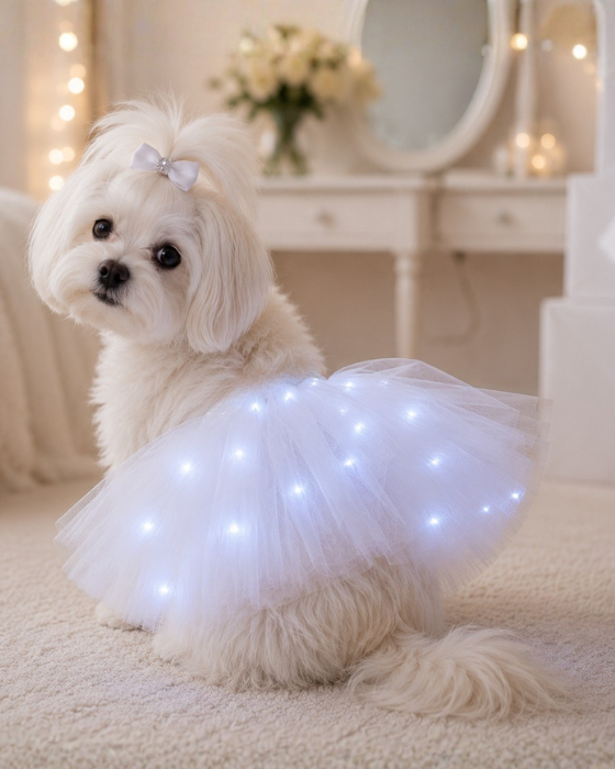 Fustita cu Luminite Alba, Talie Medie, pentru Caine