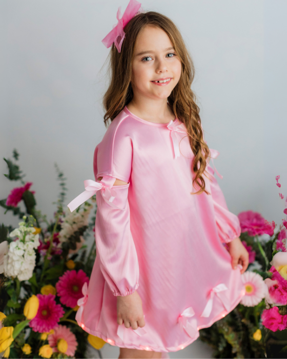 Rochița cu Luminițe și Fundițe Roz