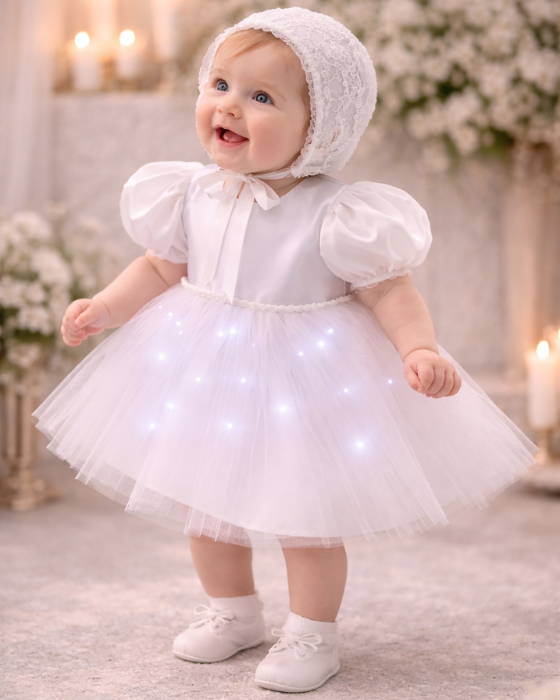 Baptism Dress, with Lights, White