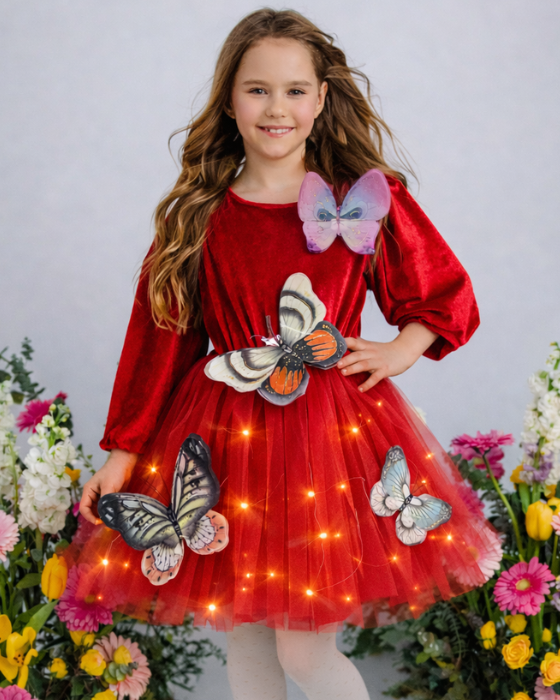 Dress with Butterflies, Lights, Velvet, Easter