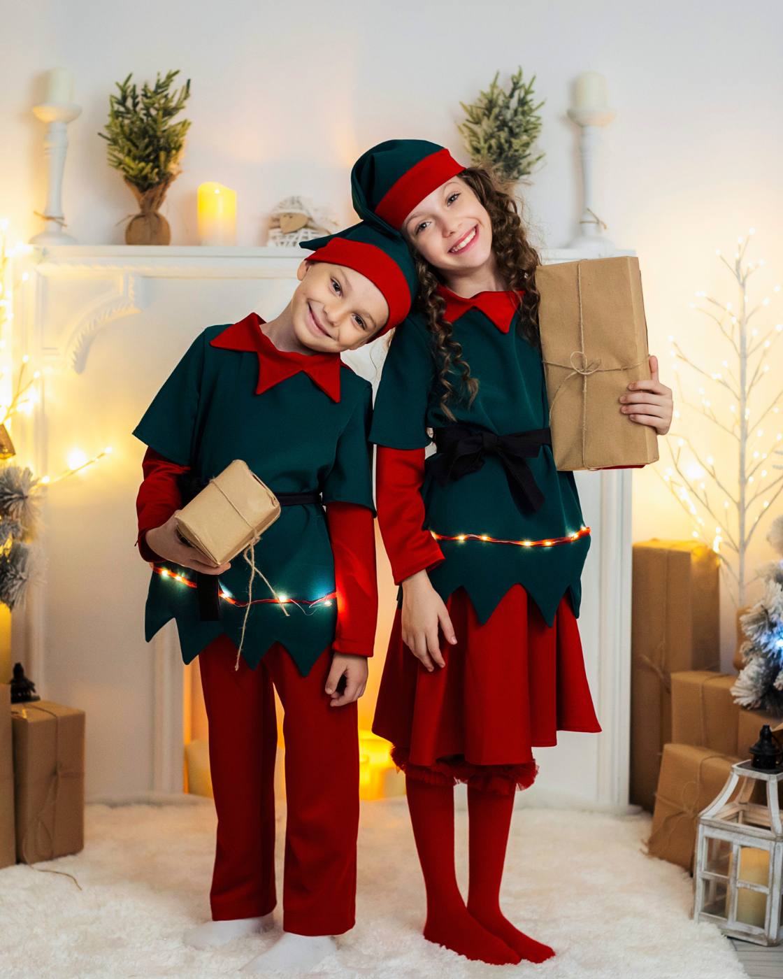 Costum de Spiriduș de fată, cu Luminițe, 3 Piese