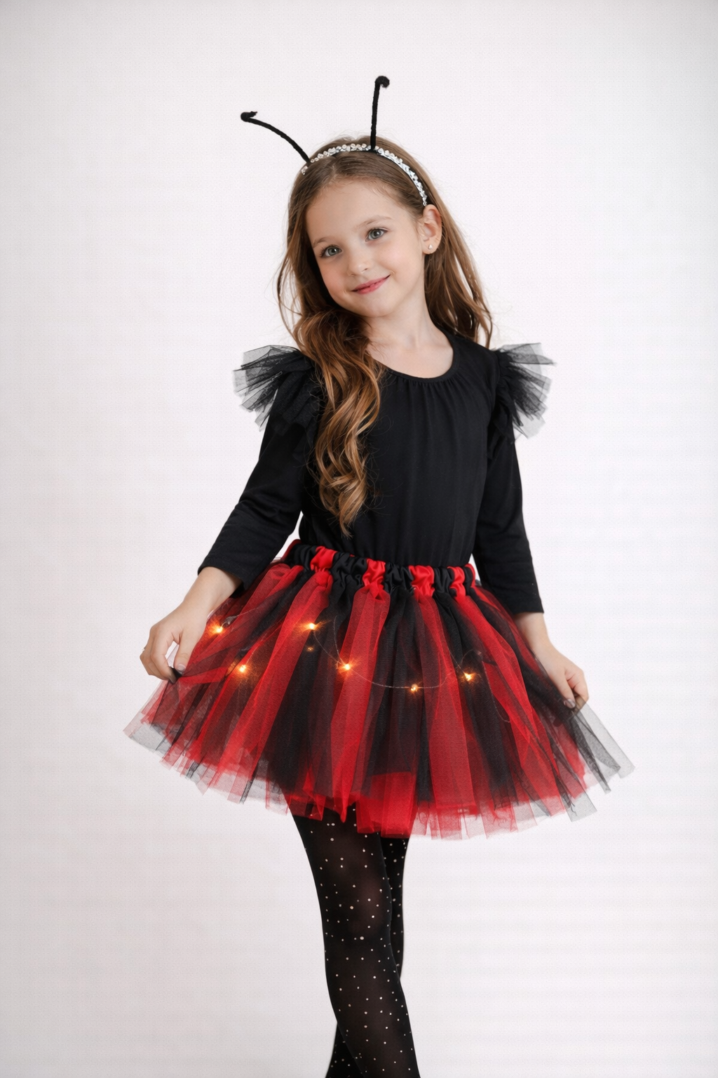 Costum Buburuză/ furnicuță roșie, 3 piese, fustiță + body + bentiță