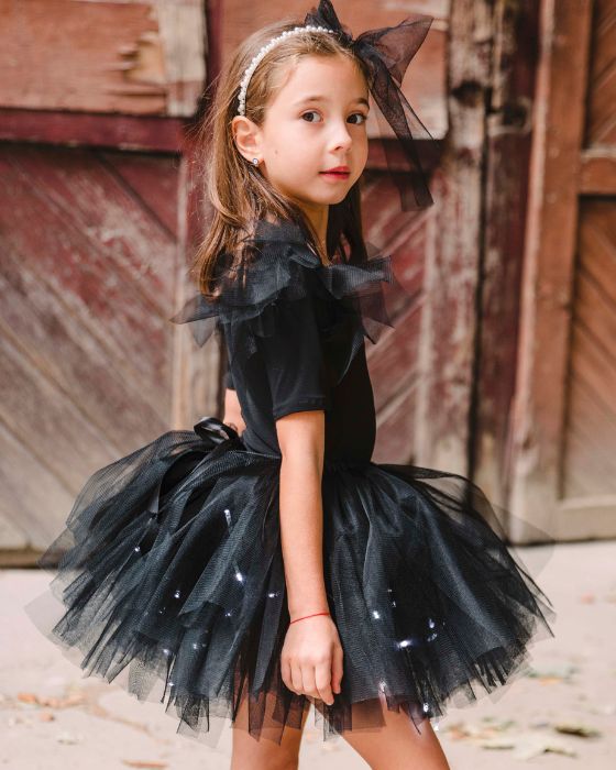 Fustița Neagră cu Luminițe, de Rândunică / Rol Serbare Halloween