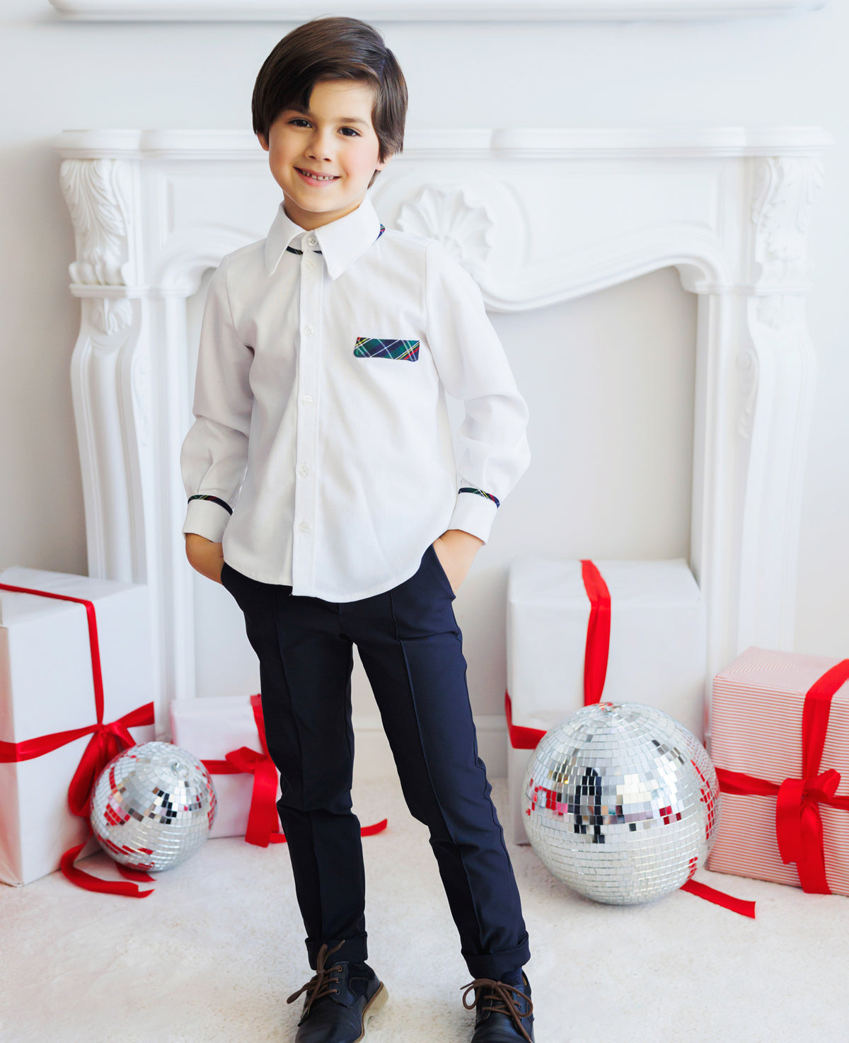 Cămașă Albă, Bumbac pentru Băieți, De Școală