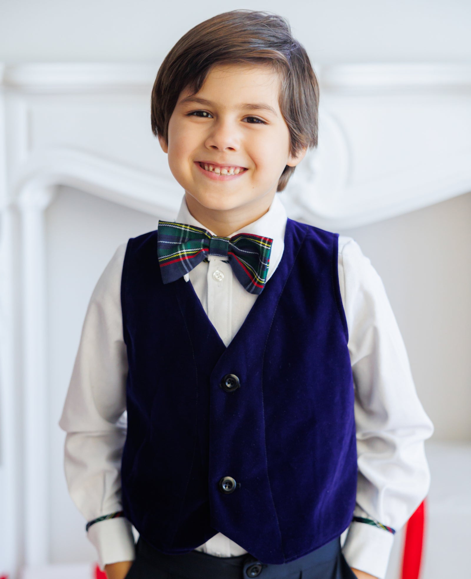 Vestă de Catifea Bleumarin, pentru Băieți, De Școală