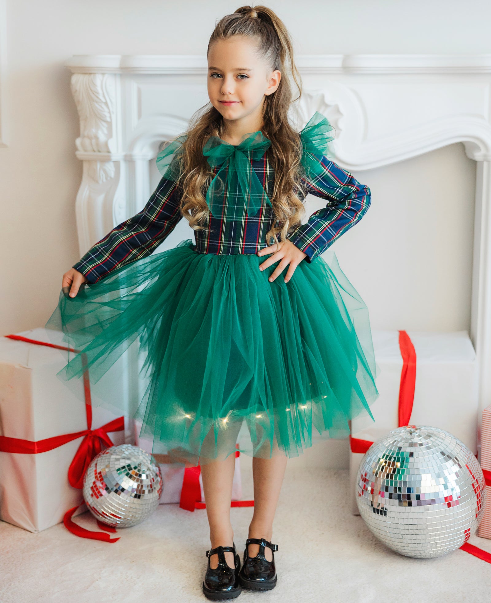 Rochița cu Luminițe, Verde Carouri, de Craciun