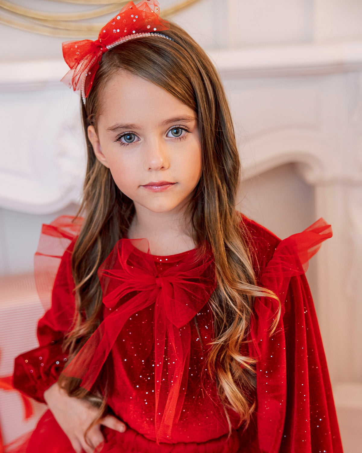 Bentiță cu Fundiță Roșie cu Sclipici, Scufița Roșie