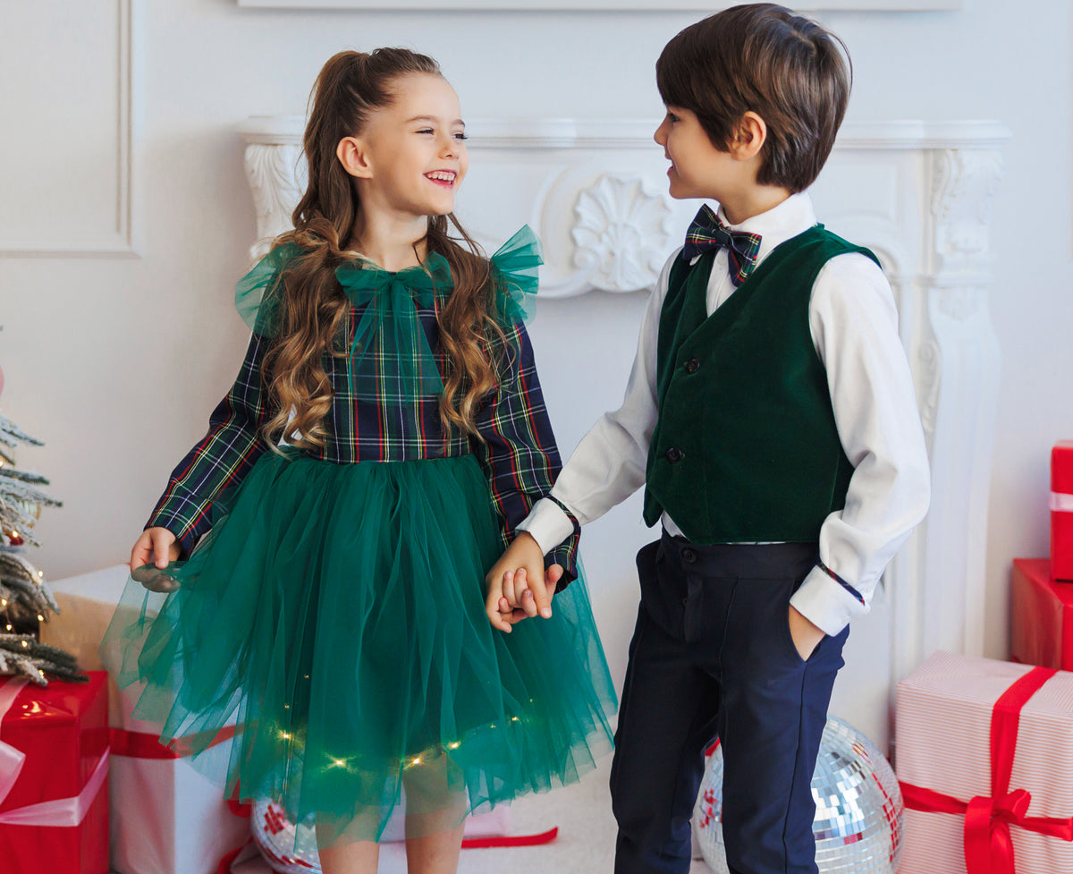 Rochița cu Luminițe, Verde Carouri, de Craciun