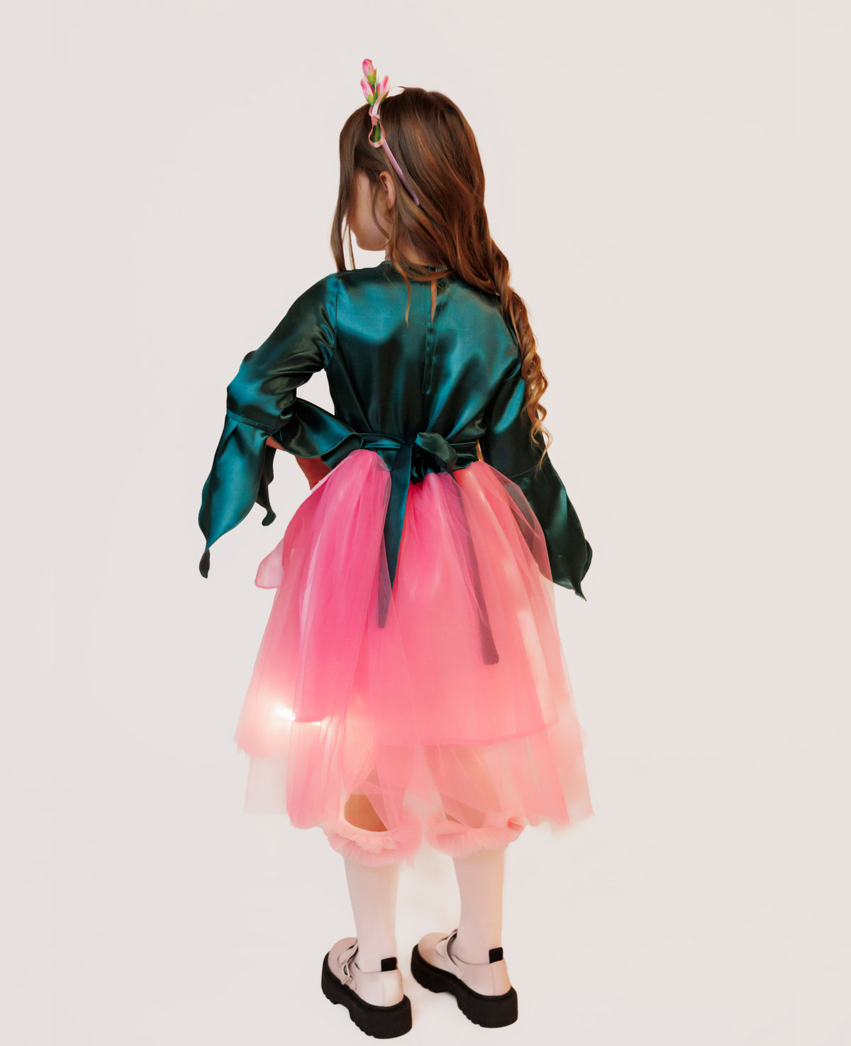 Costum cu Luminițe, Zână Floare Roz / Fluture, 4 Piese