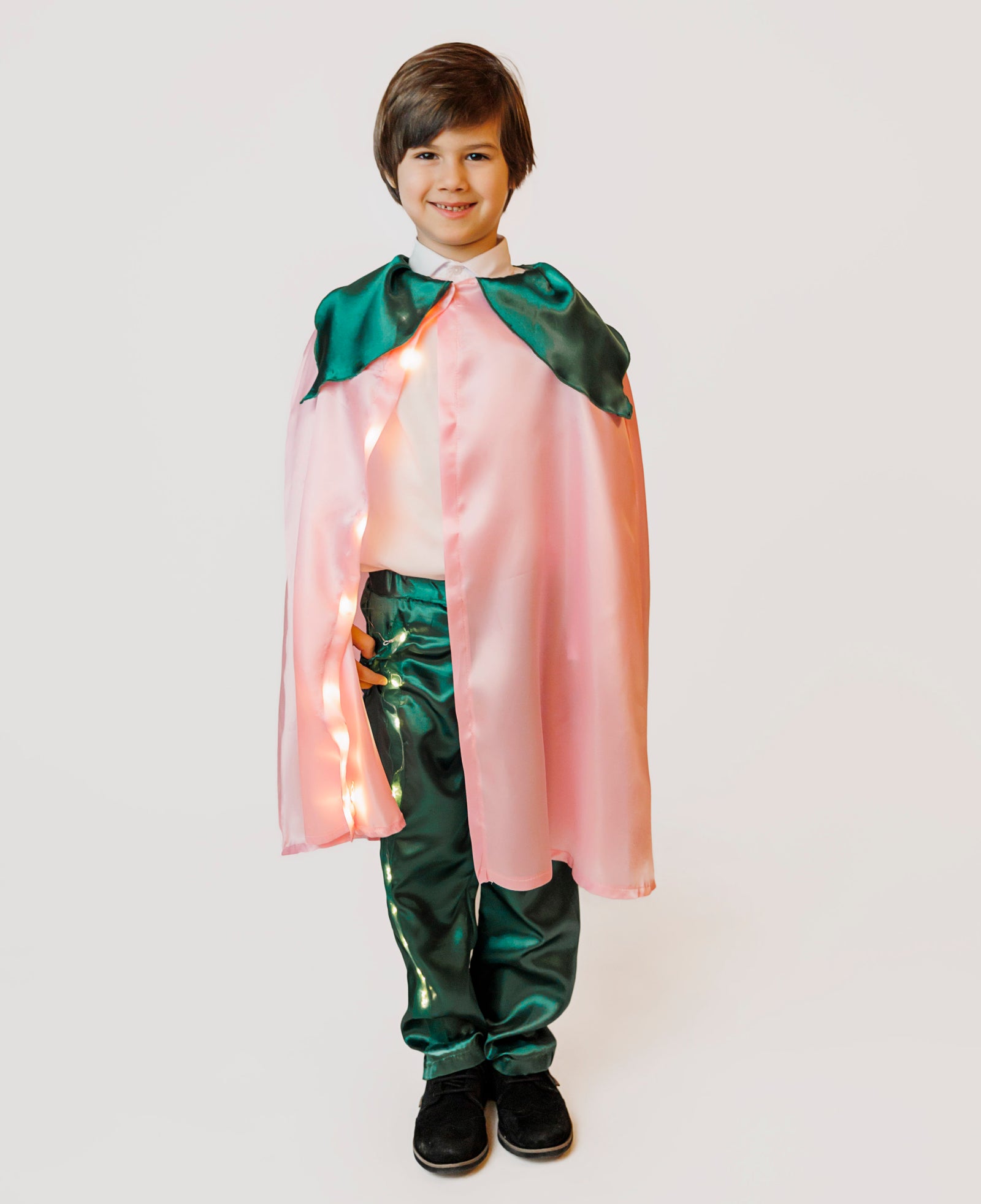 Costum cu Luminițe, Floare Roz BUJOR (Trandafir, Zambilă, Panseluță, Zâna Verii), 3 Piese