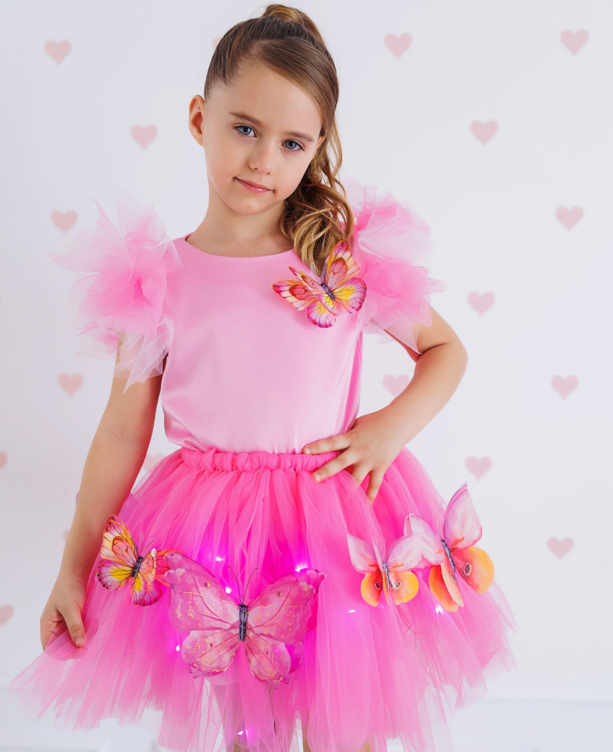 Set with Lights, Candy Pink Butterfly, 2 Pieces