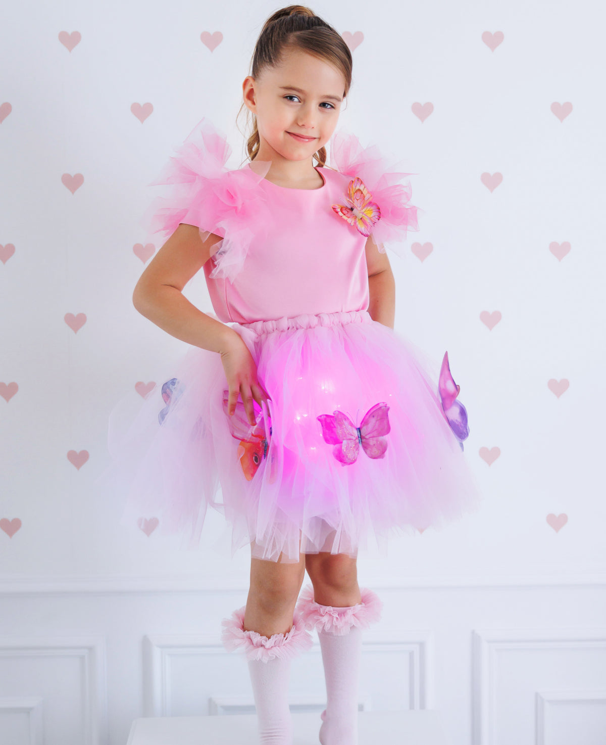 Fustița cu Luminițe, Fluturaș, Roz Pal