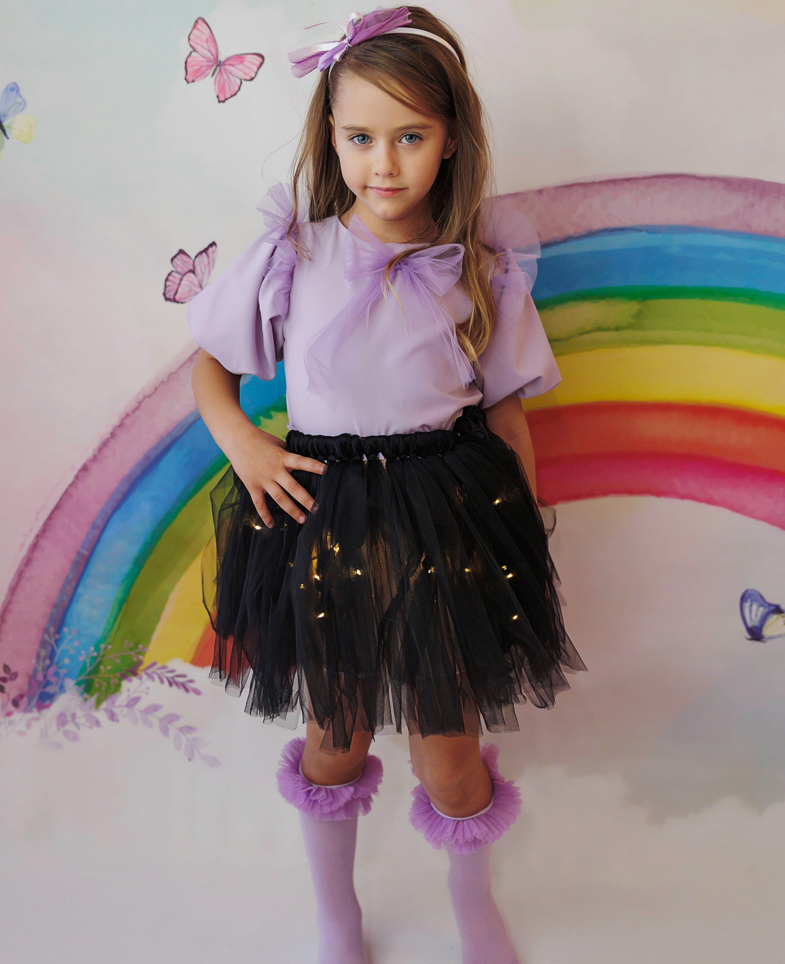 Fustița cu Luminițe, Neagră, Tulle Fin