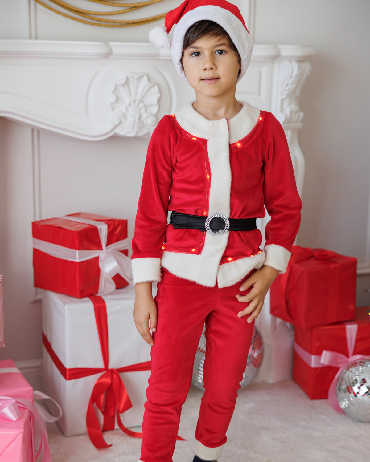 Costum cu Luminițe de Moș Crăciun, 3 Piese