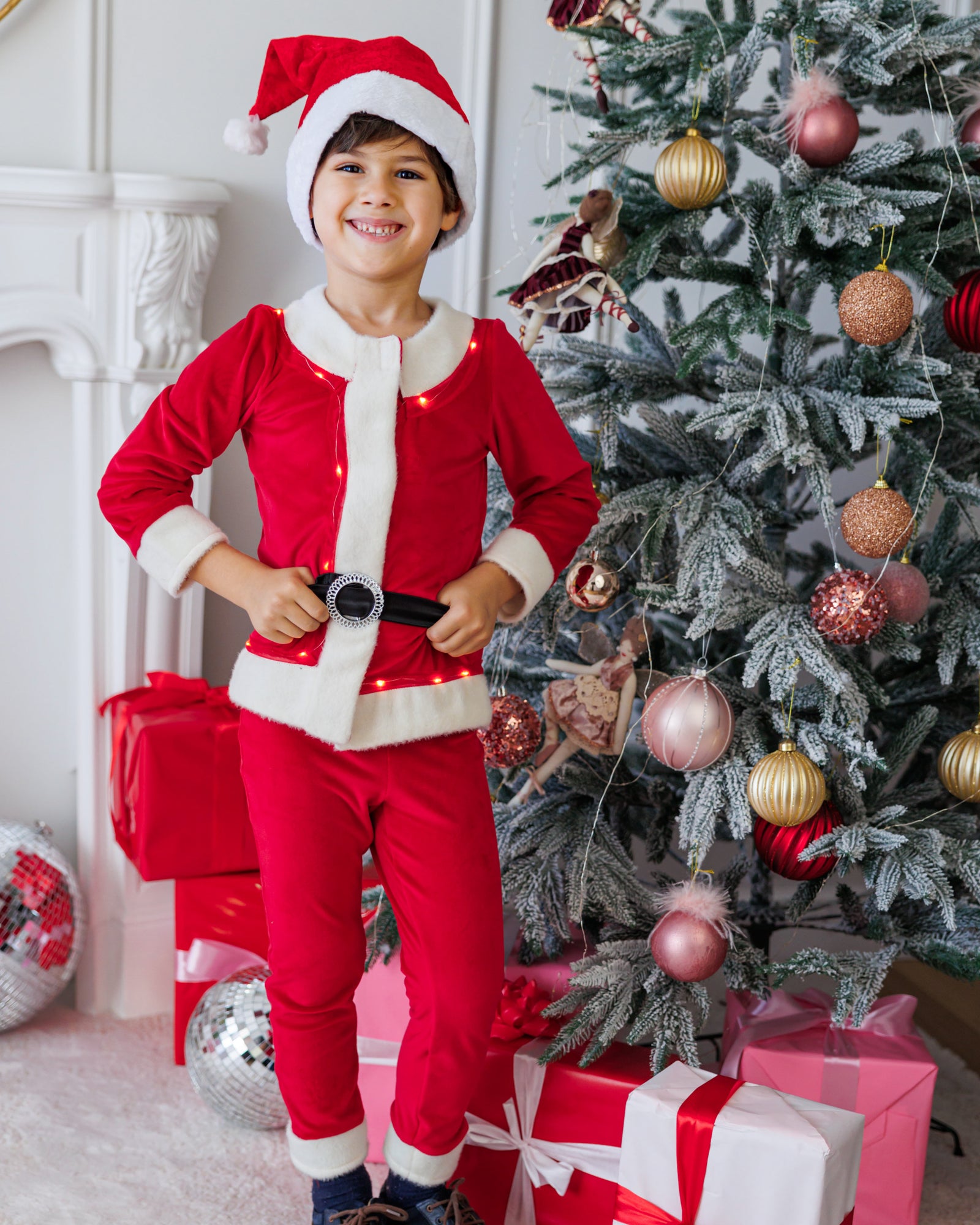 Costum cu Luminițe de Moș Crăciun, 3 Piese