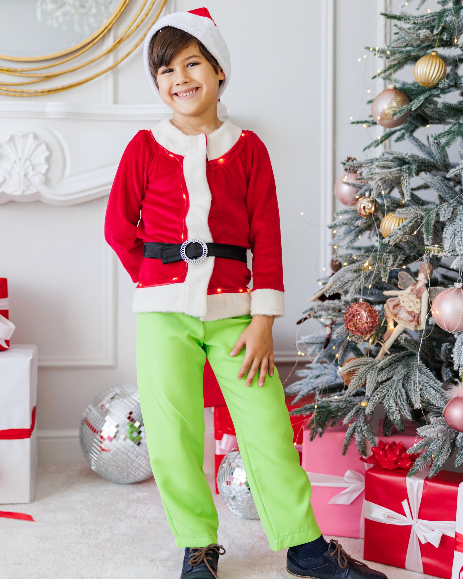 Costum cu Luminițe De Grinch, 3 Piese