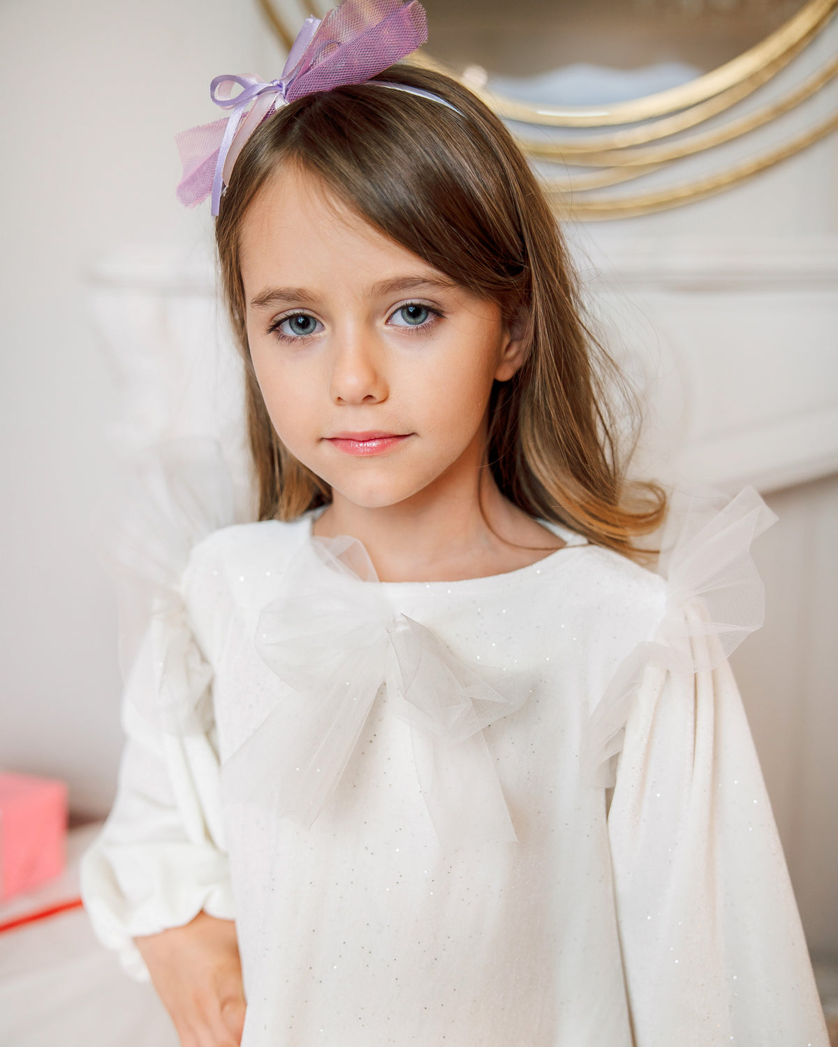 Rochița cu Luminițe Albă Curcubeu, de Catifea de Craciun cu Luminite