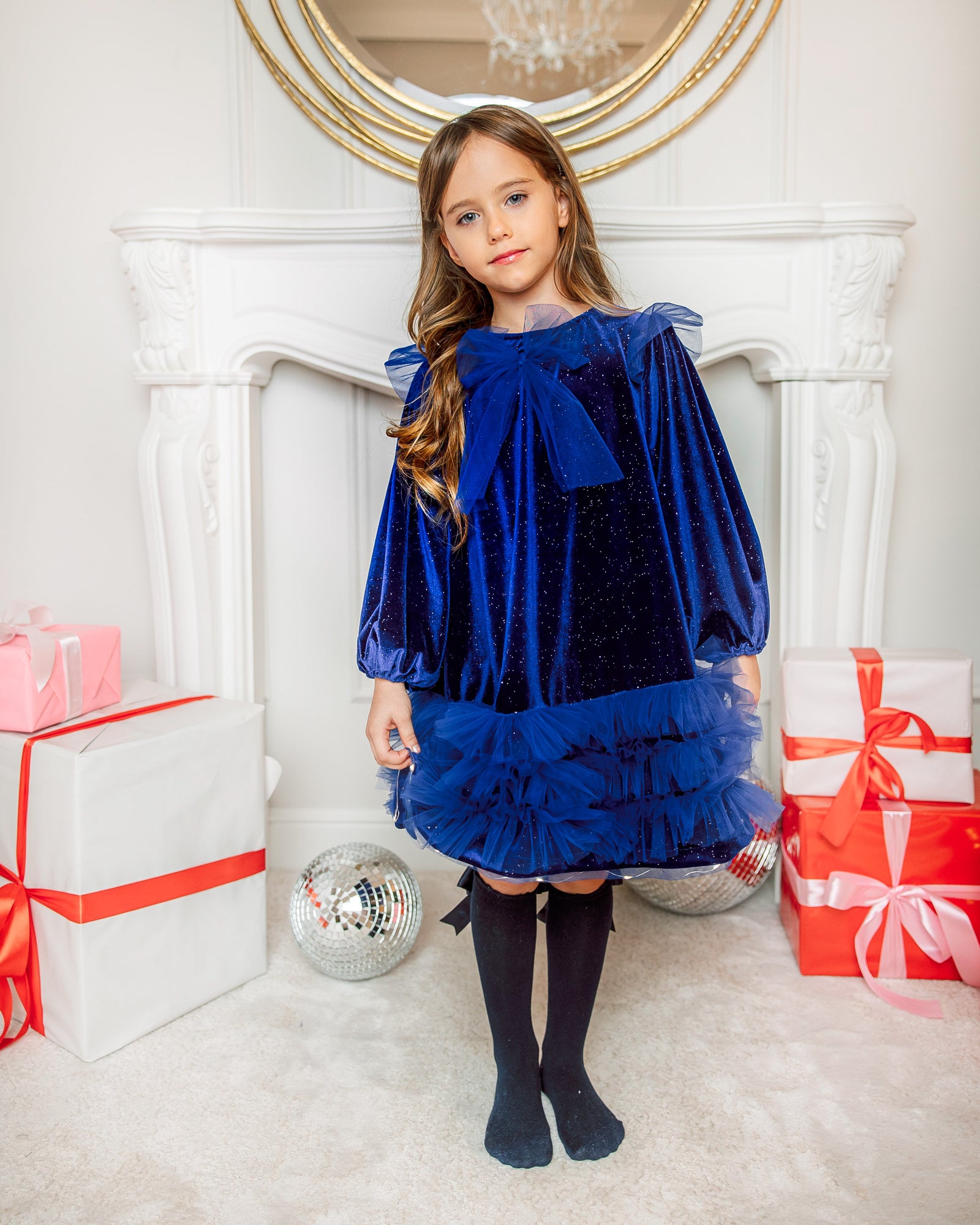 Compleu Bleumarin, Rochiță+Bentiță+Șosețele