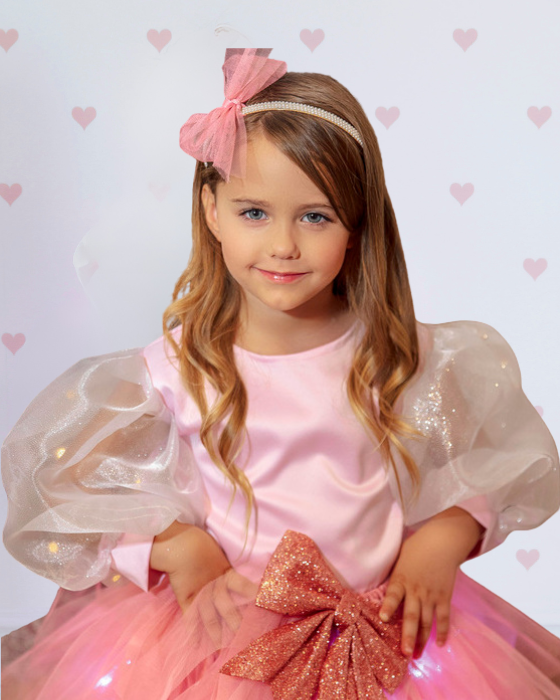 Pink Taffeta Crop Top with Puff Sleeves