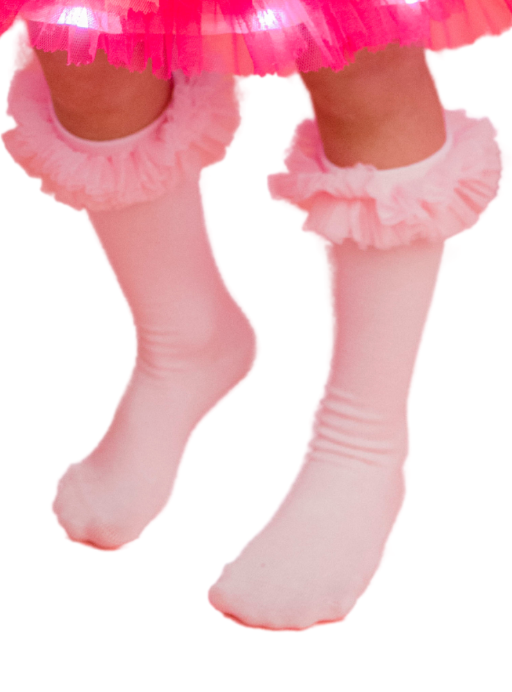 Șosețele cu Volănașe din Tulle Roz