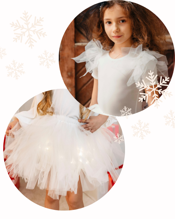 Costum Alb, Fustiță cu Luminițe Albă + Body Alb