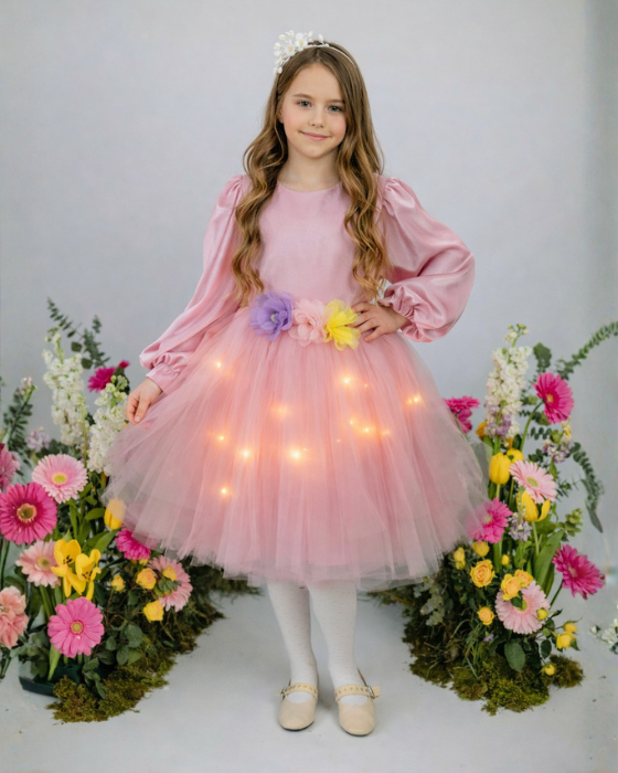 Rochita cu Luminite Floricele, Roz, Primavara