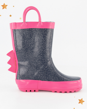 Cizmulite UNICORN  de cauciuc, GLITTER Argintiu Cool