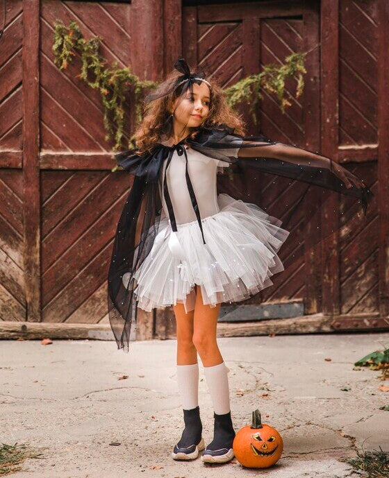 Costum 3 piese de Fantomă- Fustiță+Body+Pelerină - Halloween 2022- copii
