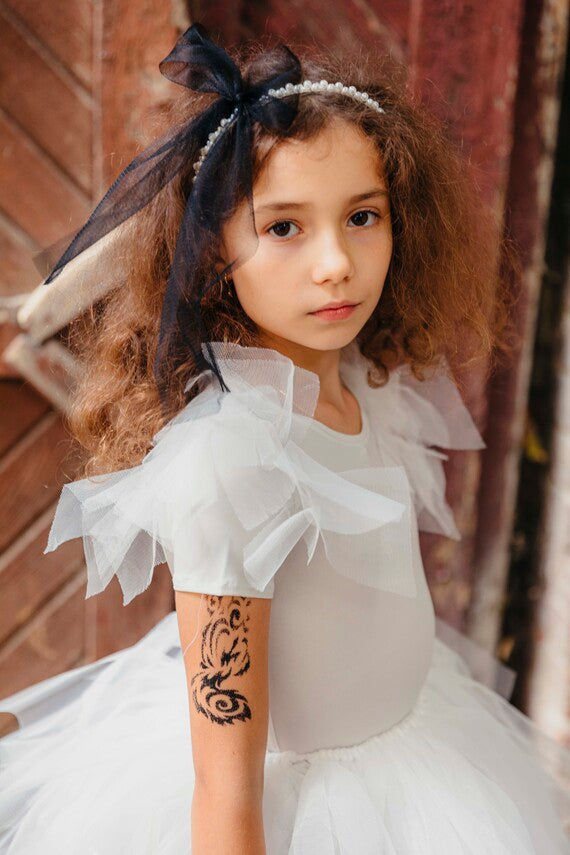 Body Alb, cu Tulle de Toamnă, Halloween