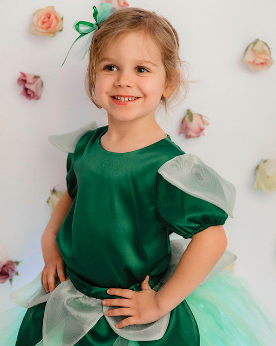Bluzița Verde, Floare Costum pentru Serbare, Zana, Mac, Ghiocel, Margaritar