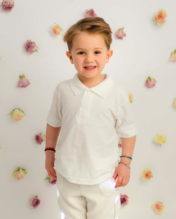 Tricou Alb Bumbac de Băieți, de Grădiniță