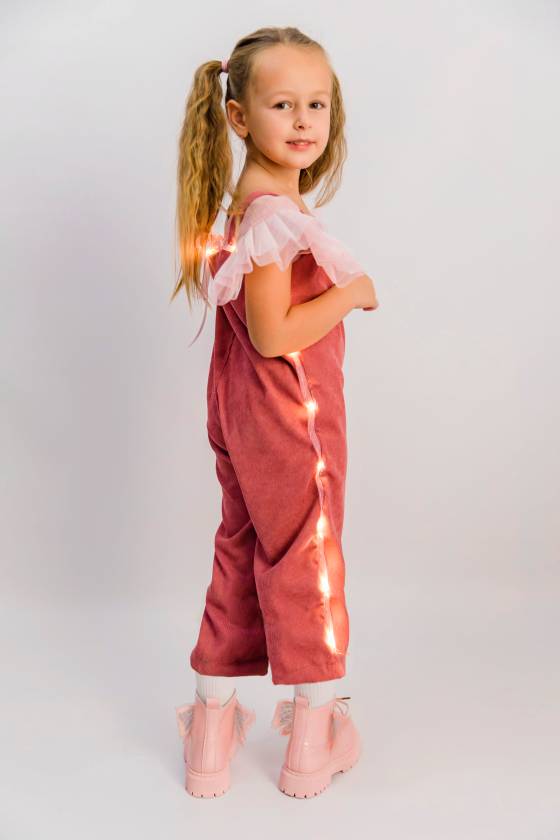 Salopetă cu Luminițe, Roz de Fetite, 3-4 ani