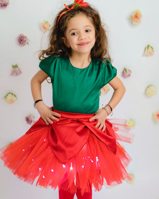 Costum Floare Rosie, 4 piese (Mac, Trandafir, Bujor)