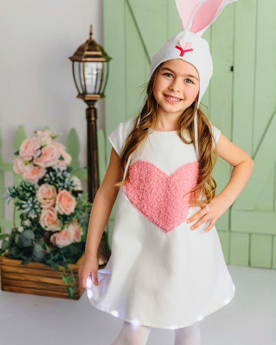 Rochița Alba cu Inimioară Roz