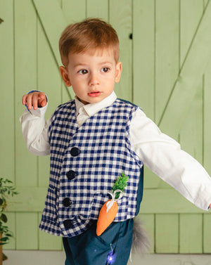 Vestă eleganta cu carouri bleumarin