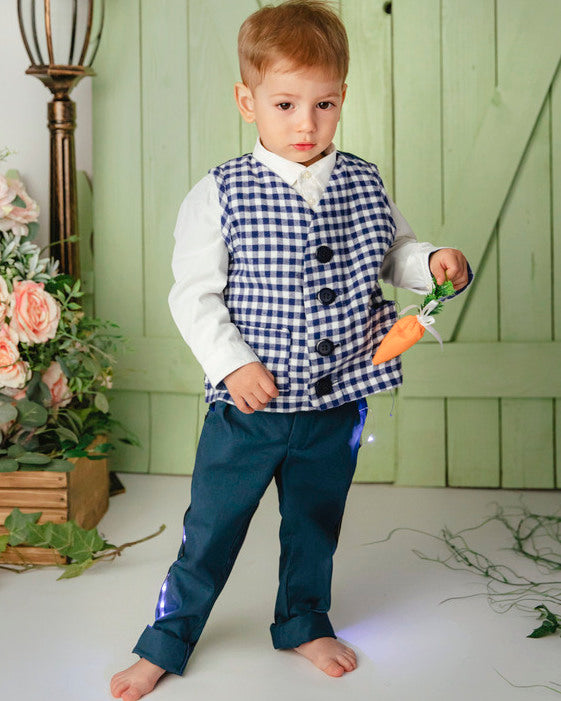 Pantaloni cu Luminițe Bleumarin, de Iepuraș cu Codiță