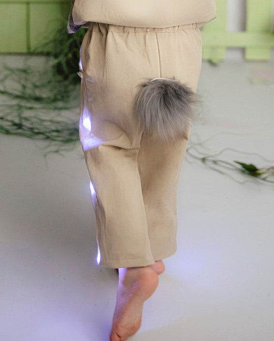 Cream Sparkle Bunny Tail Pants