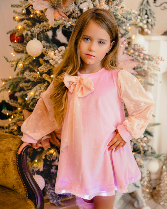 Pink Velvet Sparkle Dress