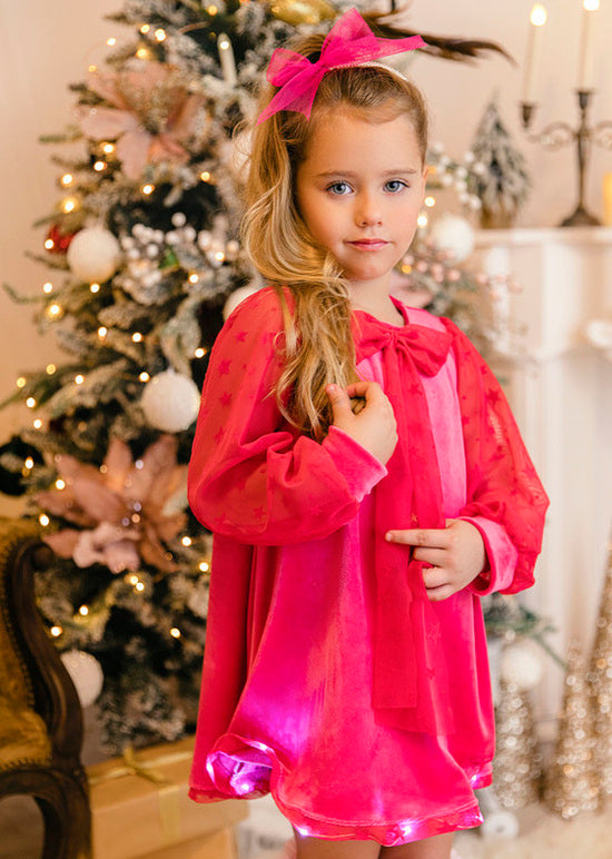 Fuchsia Pink Doll Velvet Sparkle Dress