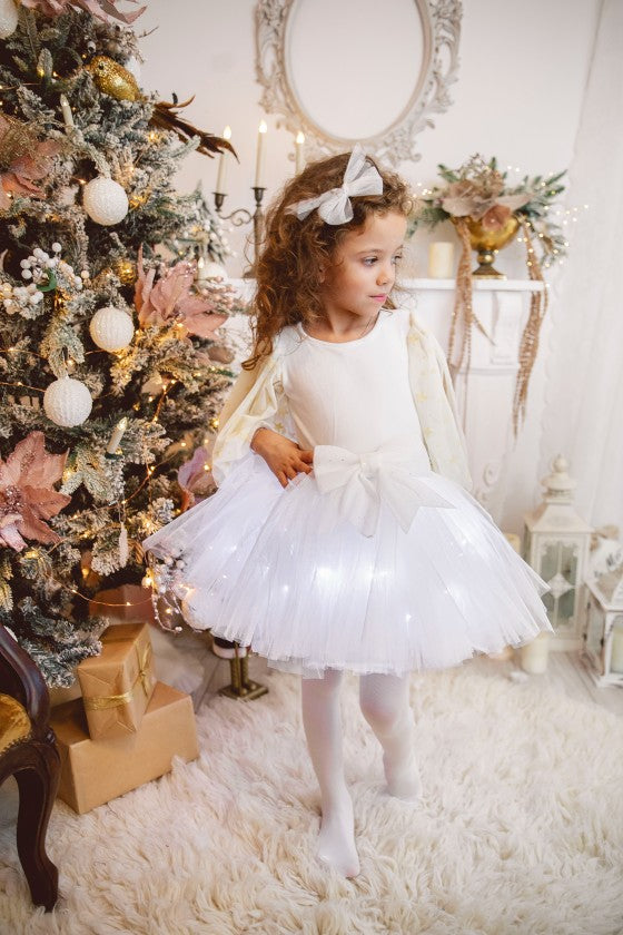 Fustița Albă, cu Luminițe, cu Fundiță superbă