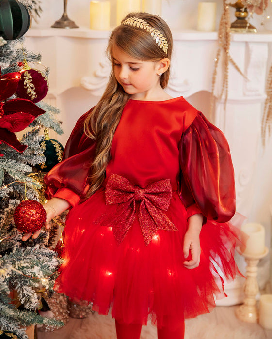 Red Sparkle Skirt with Glitter Bow 